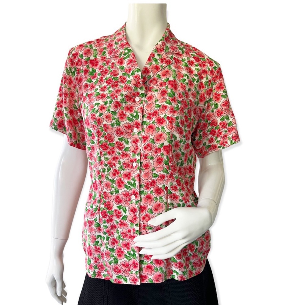 Vintage Silk Button Down Blouse Top Size 8